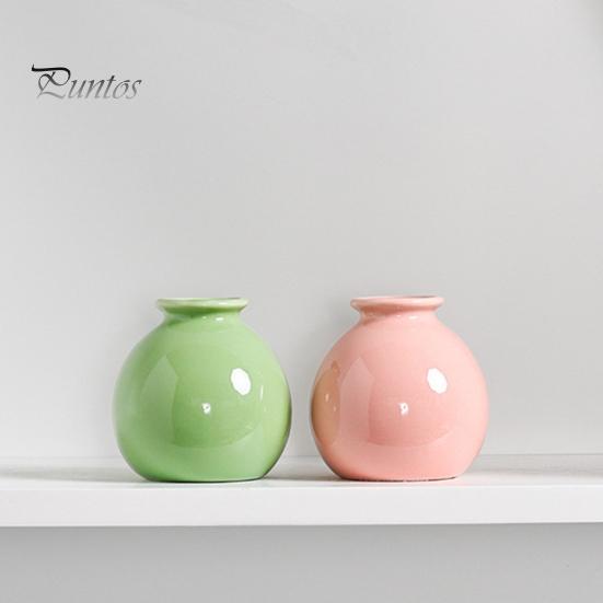 Mini Ceramic Vase Solid Color Glazed Flower Vase Desktop Decor Miniature Bud Vase for Small Hydroponic Plants Flowers Office Living Room Bedroom