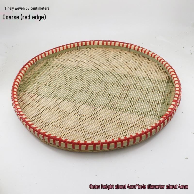 Blue Bamboo Weaving Sieve for Drying Tea, Dried Goods, and Rice - Round Winnowing Basket Tray