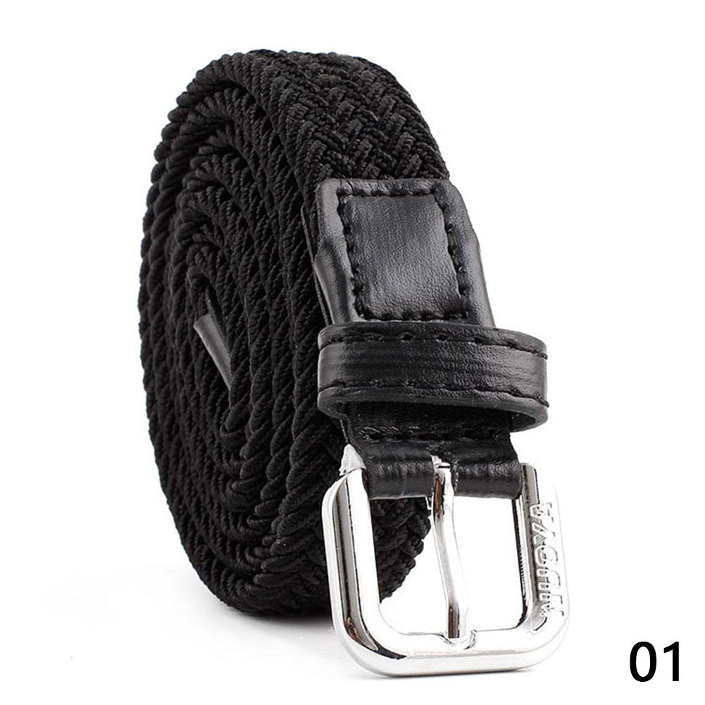 Men Women Casual Knitted Pin Buckle Belt Woven Canvas Elastic Expandable Braided Stretch Belts Plain Webbing Strap