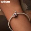 WOSTU 925 Silver Different Side Enamel Hummingbird Charm Heart Glass Bird Body Peacock Beads Fit Original Bracelet Gift