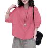 ZANZEA Women Casual Round Neck Loose 3/4 Sleeve Plain Blouse