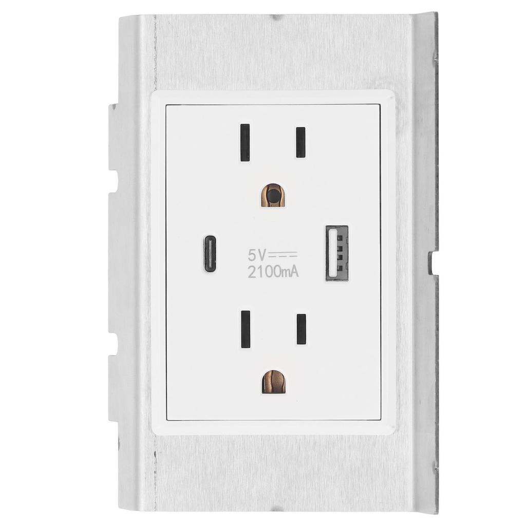 Floor Socket Dual 3 Prong USB TYPE C Port Space Saving Waterproof Recessed Outlet 15A