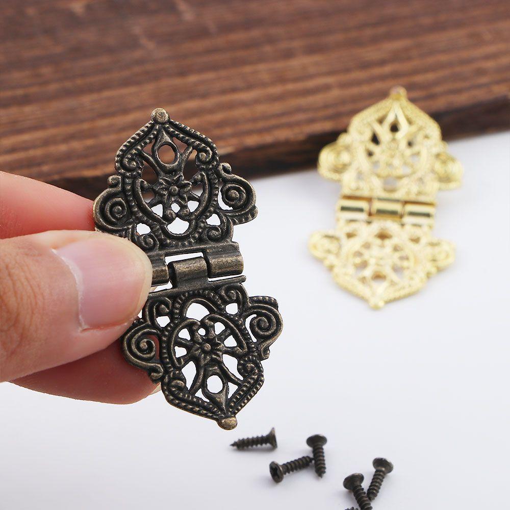 Wooden Box DIY Mini Alloy Lace Chinese Style Antique Butt Hinges Hollow Flower Furniture Hardware