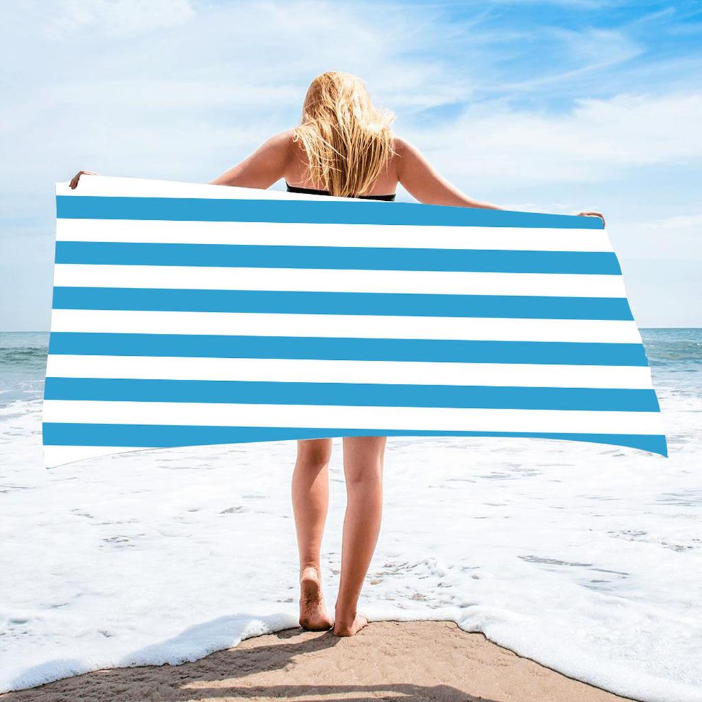 Microfiber Beach Towel Stripe Fast Drying Soft Super Absorbent Sand Beach Towel 59.1 X 29.5in