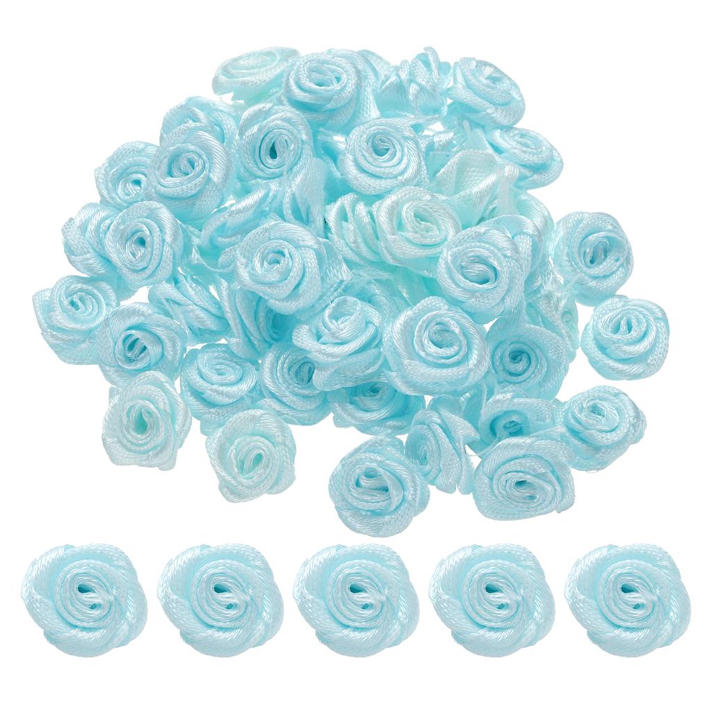 100 Stück 1,5 cm Mini Satinband Rosen Handgefertigt Gerollte Rosettenblume für DIY Bastelzubehör Nähen Verpackungsdekoration