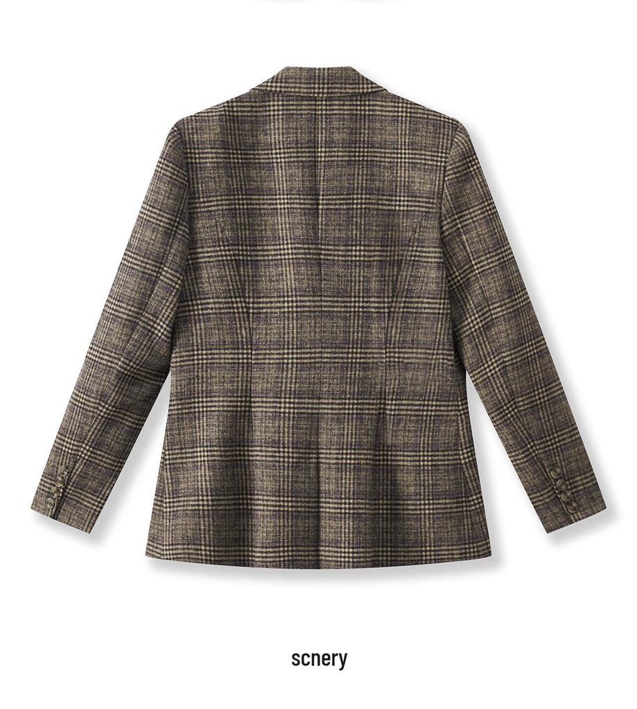 Women's Autumn Retro Plaid Brushed Suit Jacket