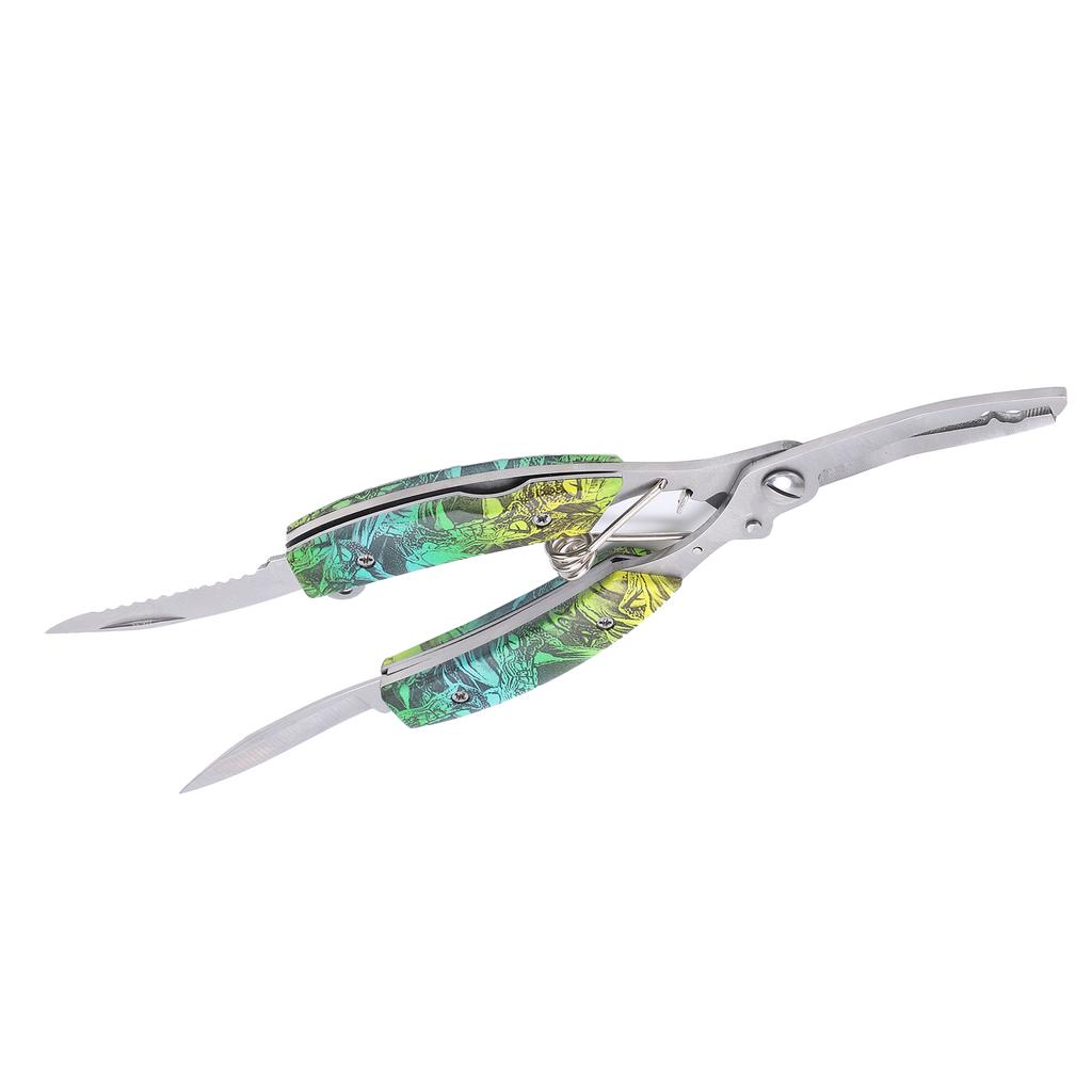 Multifunction Fishing Pliers Stainless Steel Fishing Scissors with 2 Blades Braid Line Cutters Hook Remover