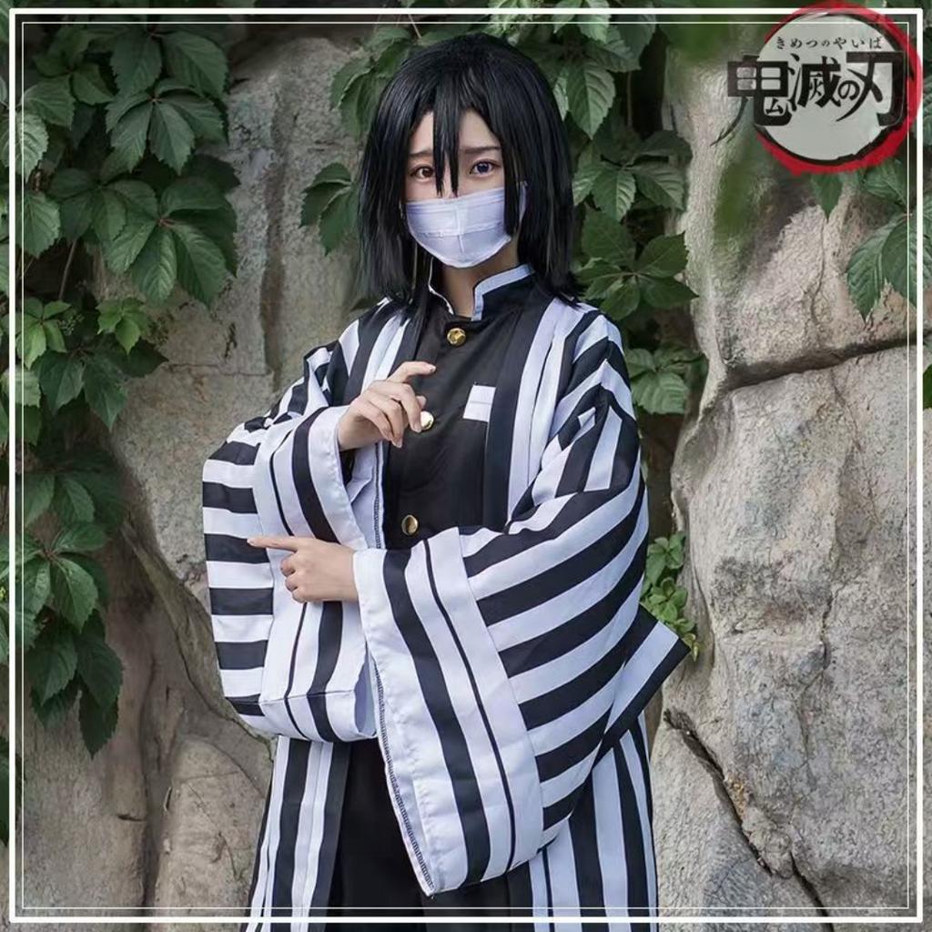 Anime Demon Slayer Kimetsu No Yaiba Iguro Obanai Haori Kimono Cosplay Costume Wig Snake Props White Halloween Costume