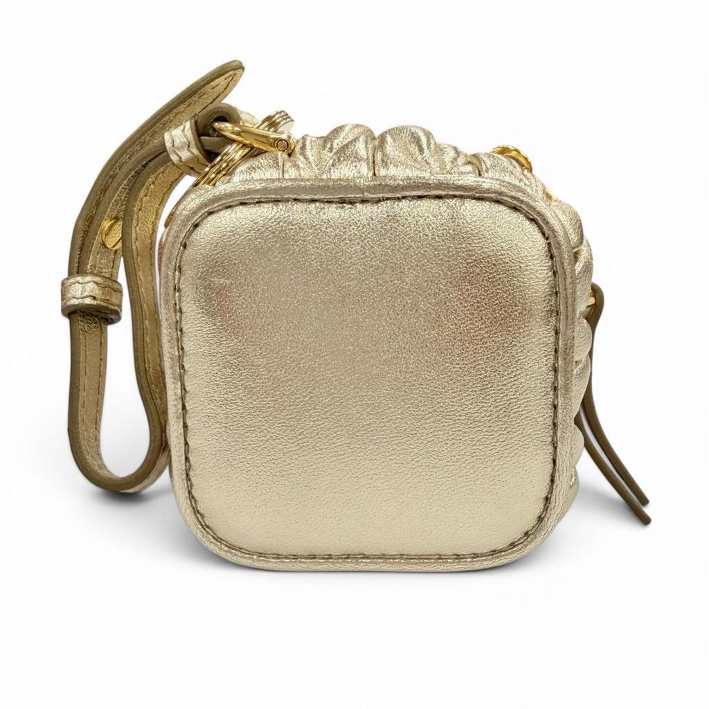 Excellent MIUMIU Charm TRICK MATELASSE KEYRING Gold Leather Women 5TL527 Used