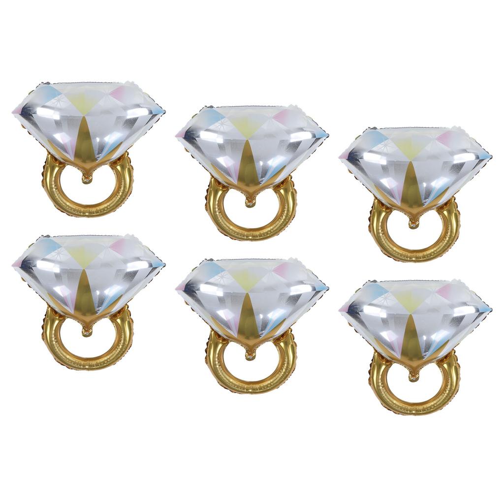 6 Pcs Diamond Ring Balloon Aluminum Foil Spherical Diamond Ring Balloons Bridal Shower Wedding
