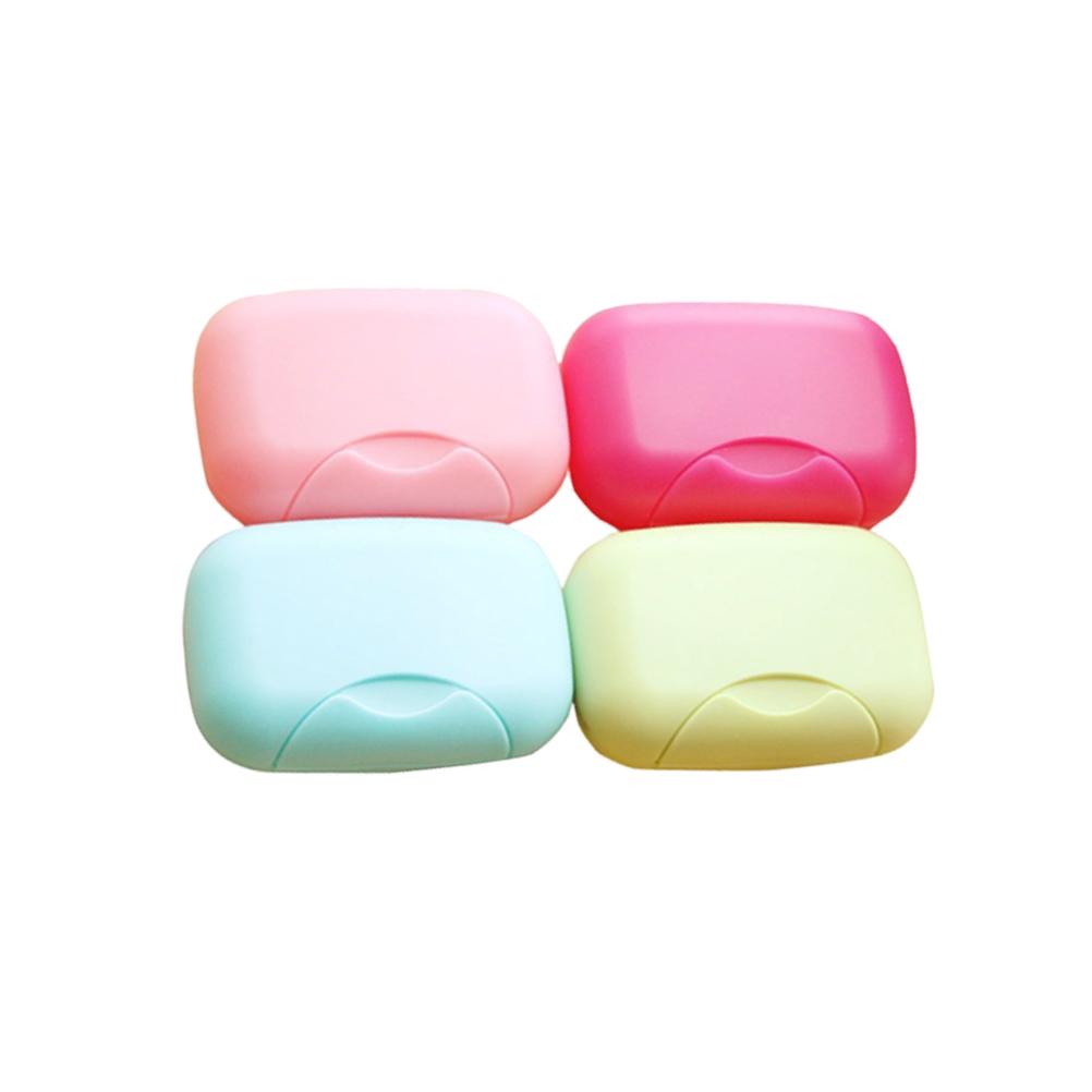 4 Pcs Waterproof Soap Box Creative Holder Dish with Cover Gym Bathroom Accessories Storage Rack Pink Tray