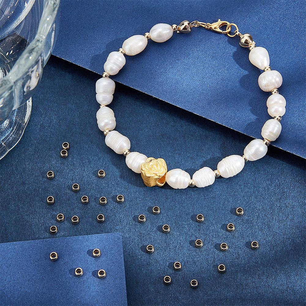300Pcs 304 Stainless Steel Spacer Beads, Rondelle, Real 24K Gold Plated, 3x2mm, Hole: 1.8mm