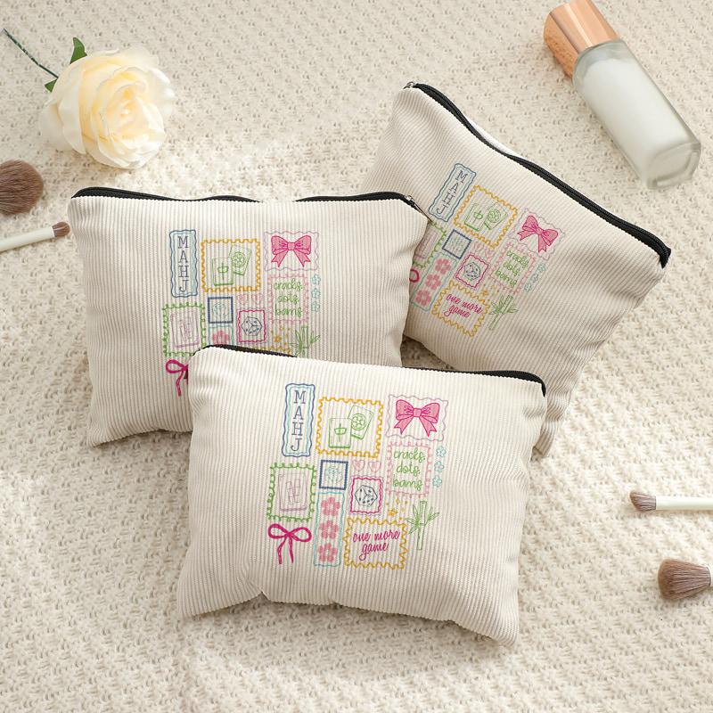 1 Stück Mahjong Spieler Make-up-Taschen Make-up Kordstoff Aufbewahrungstasche Ästhetisches Accessoire Reise für Frauen Mahjong Club Spiel Liebhaber Taschen