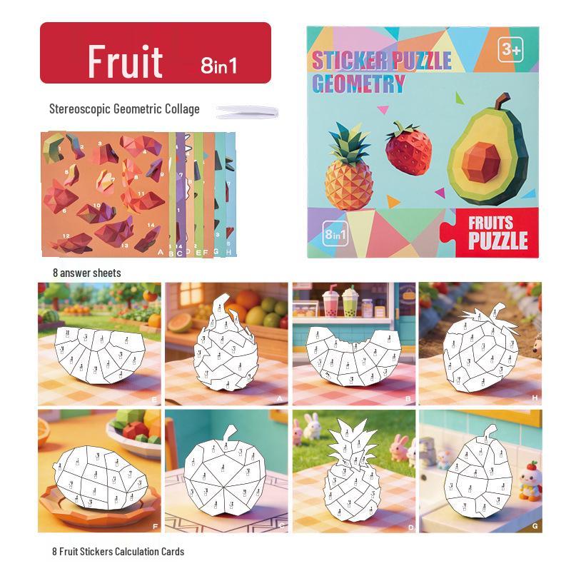 Kids' 3D Geometric Sticker Puzzle: Creative DIY Craft & Painting Toy for Kindergarten