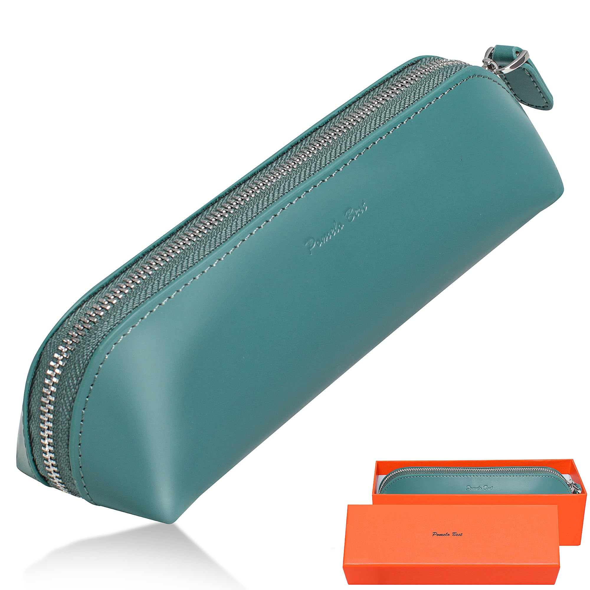 

Pomelo Best Genuine Leather Pencil Large Slim Design with Perfect for High School Students and Working Perfect as a Gift for School Entrance Case, синий