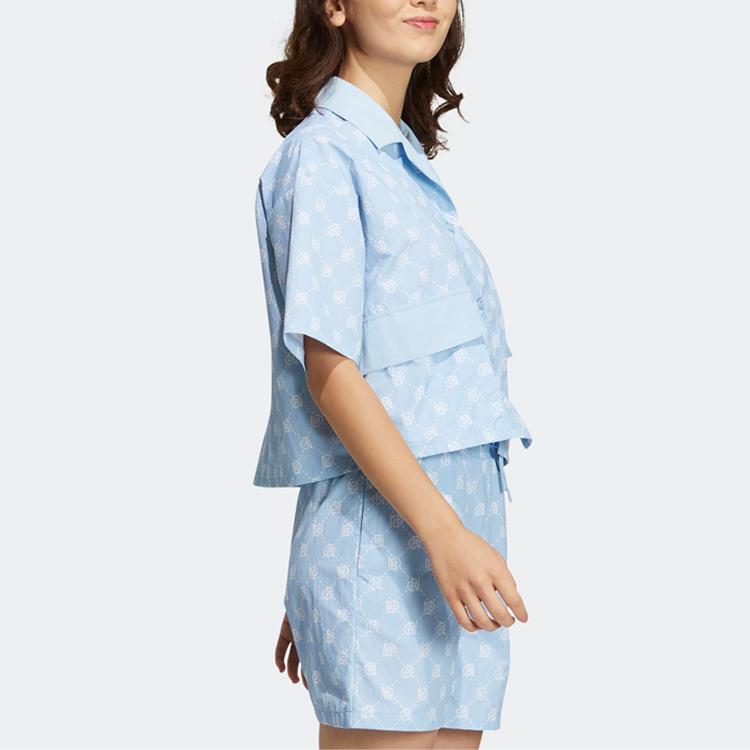 Adidas Neo Patterned Casual Short Sleeve Shirt Women Tops Pink Blue IB5841