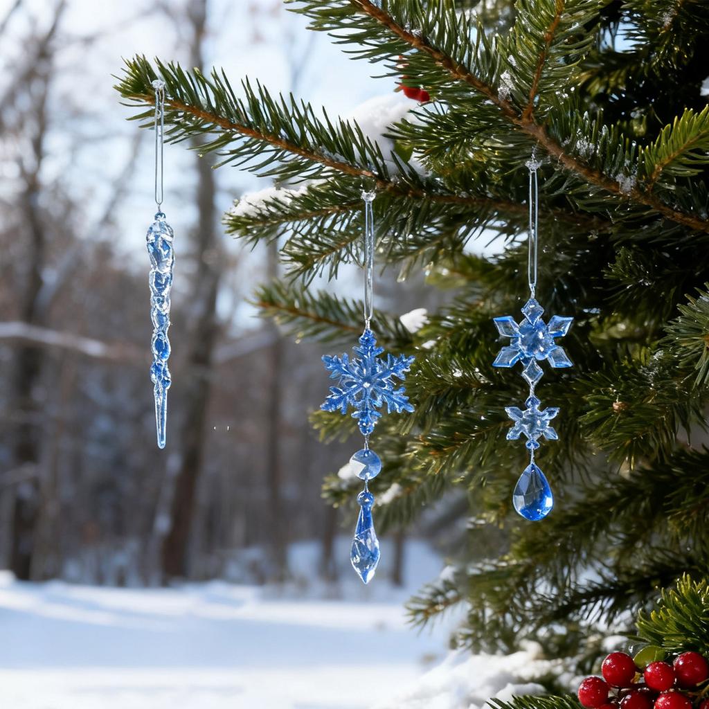 Pendentif Décoratif Transparent en Acrylique de Noël, Pendentif Décoratif Flocon de Neige pour Arbre de Noël