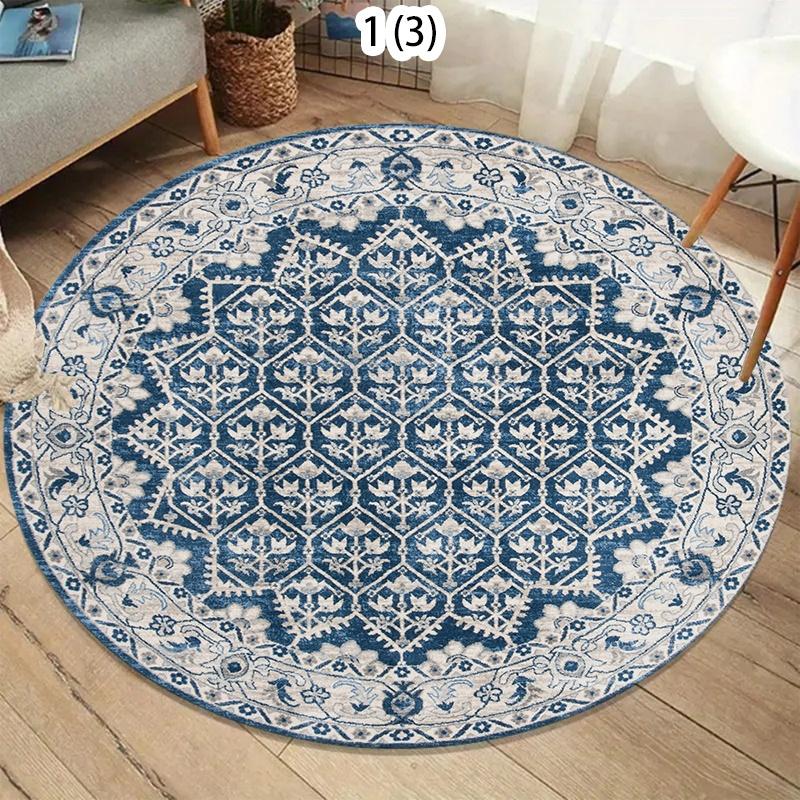 Vintage Oosters Perzisch Bloemig Rond Vloerkleed Antislip Traditioneel Etnisch Vloermat voor Woonkamer Slaapkamer Boheemse Woning 80x80cm