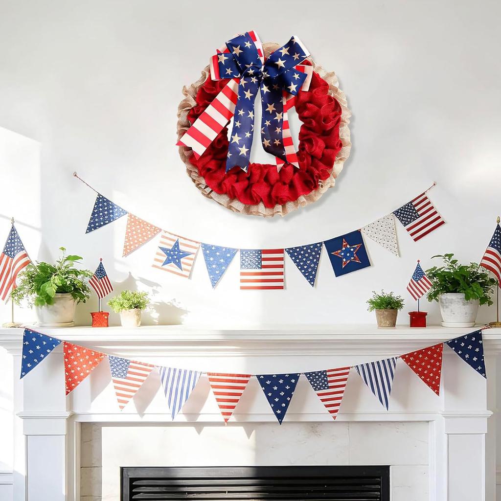 250th Anniversary Memorial Day Festival Garland 4th of July Wreath Memorial Day Wreath for Party Wall Doorway Porch Decoration