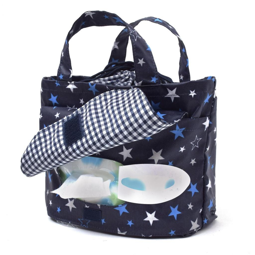 COLORFUL CANDY STYLE Deodorizing Diaper Pouch Diaper Pouch Tote Brilliant Navy & (Drawstring Type) 2-Piece Set, Star, Blue, B8001800-BTR