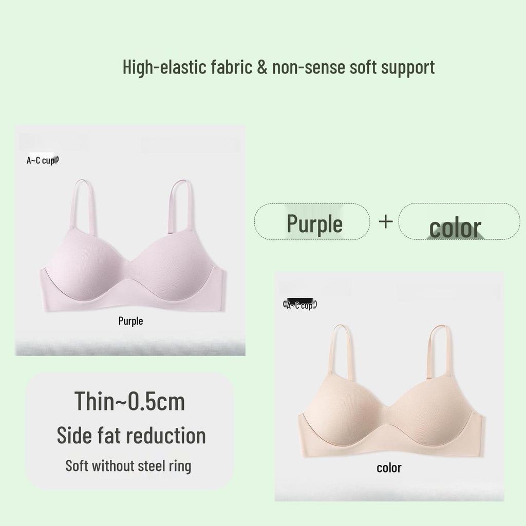 Palm You Bezszwowy Biustonosz Push-Up na Cienkich Ramiączkach dla Małych Biustów - Bezfiszbinowy, Niewidoczny Krój