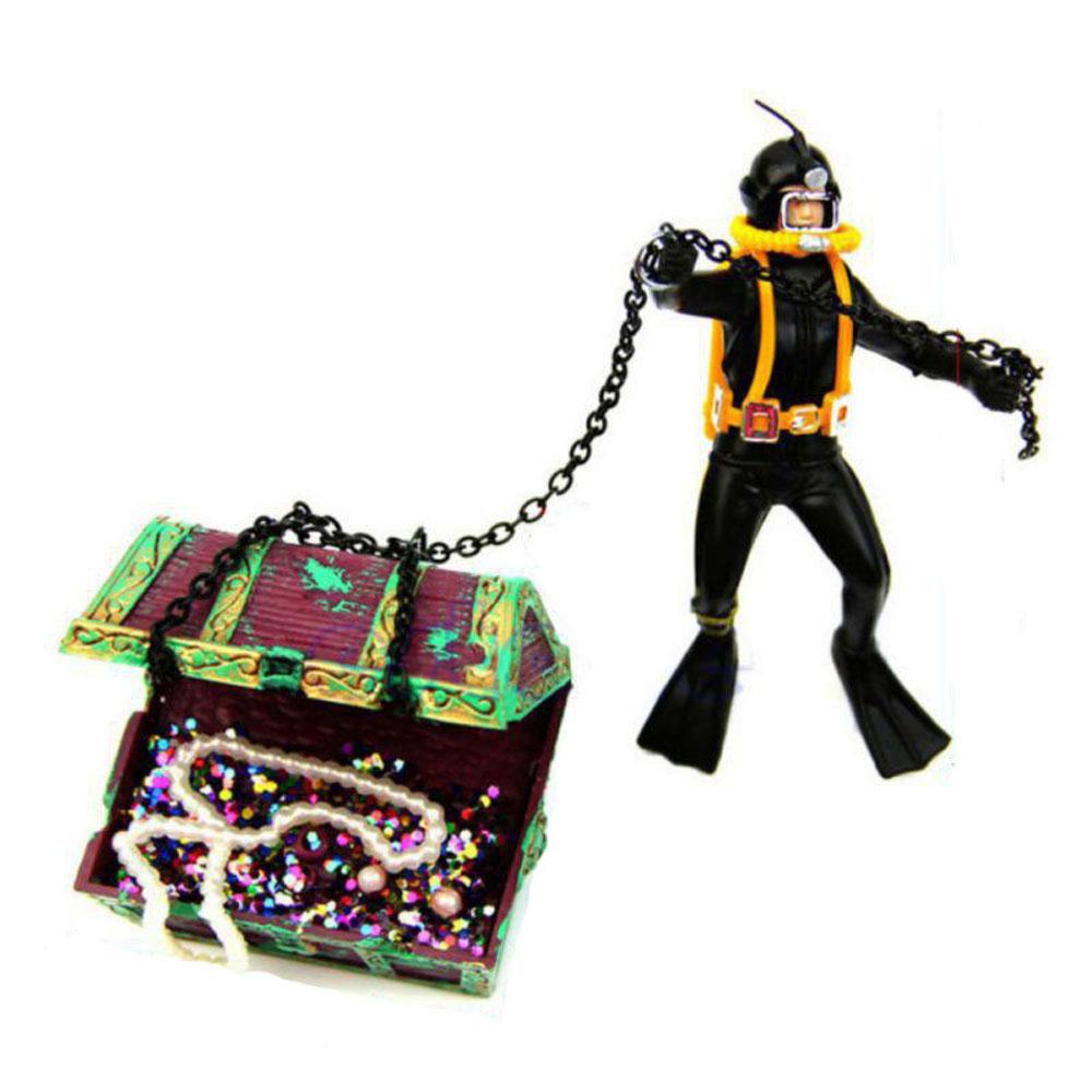 Treasure Hunter Frogman Pneumatic Ornament Air Pump Connecting Aquarium Decoration Fish Tank Decor