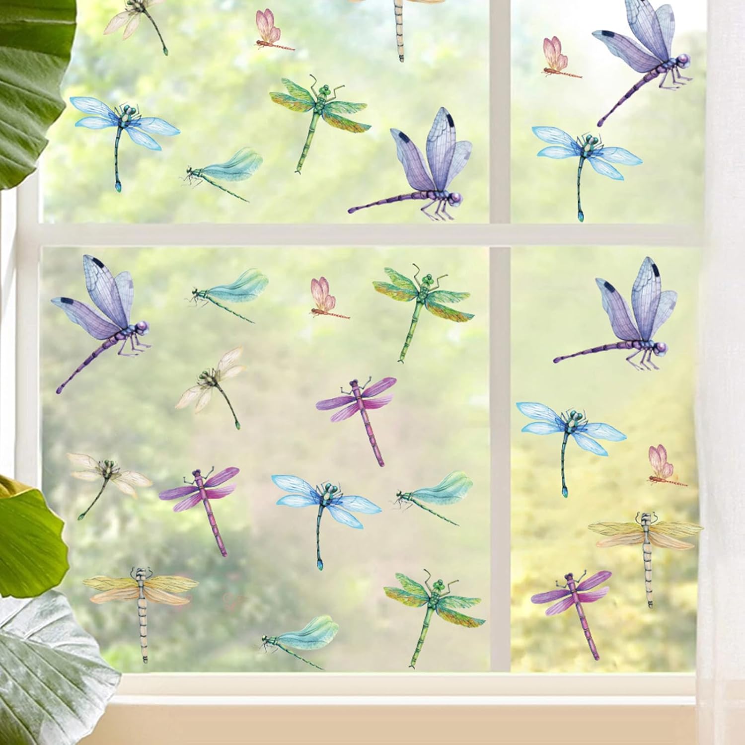 32 Pieces Dragonfly Window Clings Anti-Collision Window Decals Glass Alert Static Decals Prevent Birds Window Strikes for Glass Living Room Door