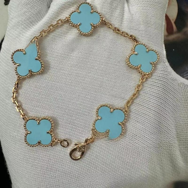 Exquisite Four-leaf Clover Bracelet for Women Five-flower Bracelet Double-sided Natural White Mother-of-pearl and Carnelian Bracelet
