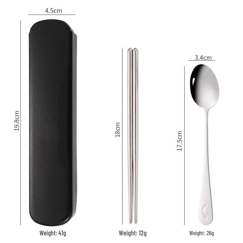 Portable Stainless Steel Cutlery Set: Fork, Spoon & Chopsticks - Ideal for Students & Outdoor Use