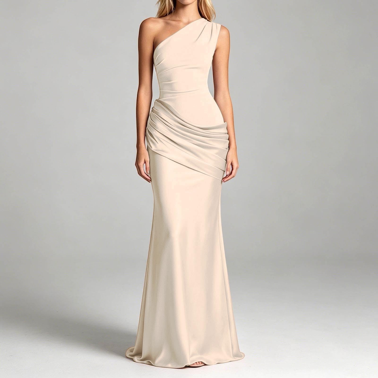 Women s Elegant Off Shoulder Long Formal Dress with Asymmetric Slit Bodycon Evening Gown L