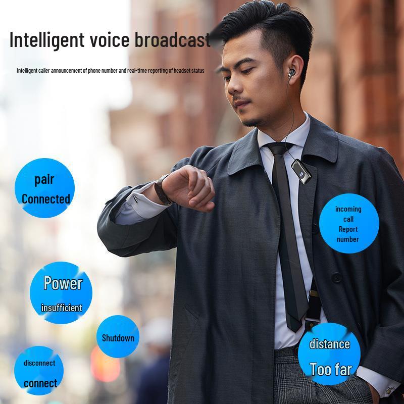 K55 Wireless Sports Bluetooth Headset: Retractable, Noise-Cancelling, Clip-on with Vibration, Ultra-Long Standby
