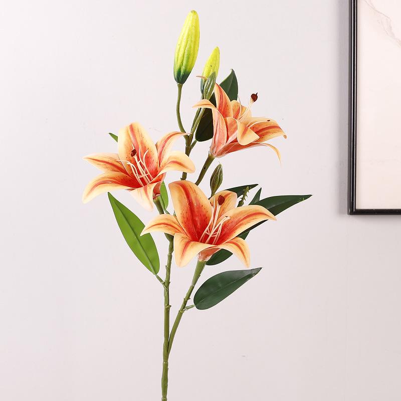 Indoor home furnishing hotel fake flower ornament wedding, simulated 6-head perfume lily flower