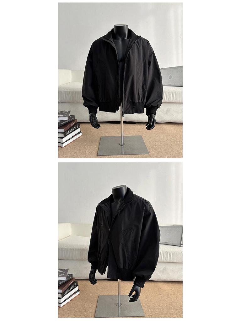 American Retro Men's Oversized Pilot Jacket - Trendy Spring/Autumn Stand Collar Baseball Style