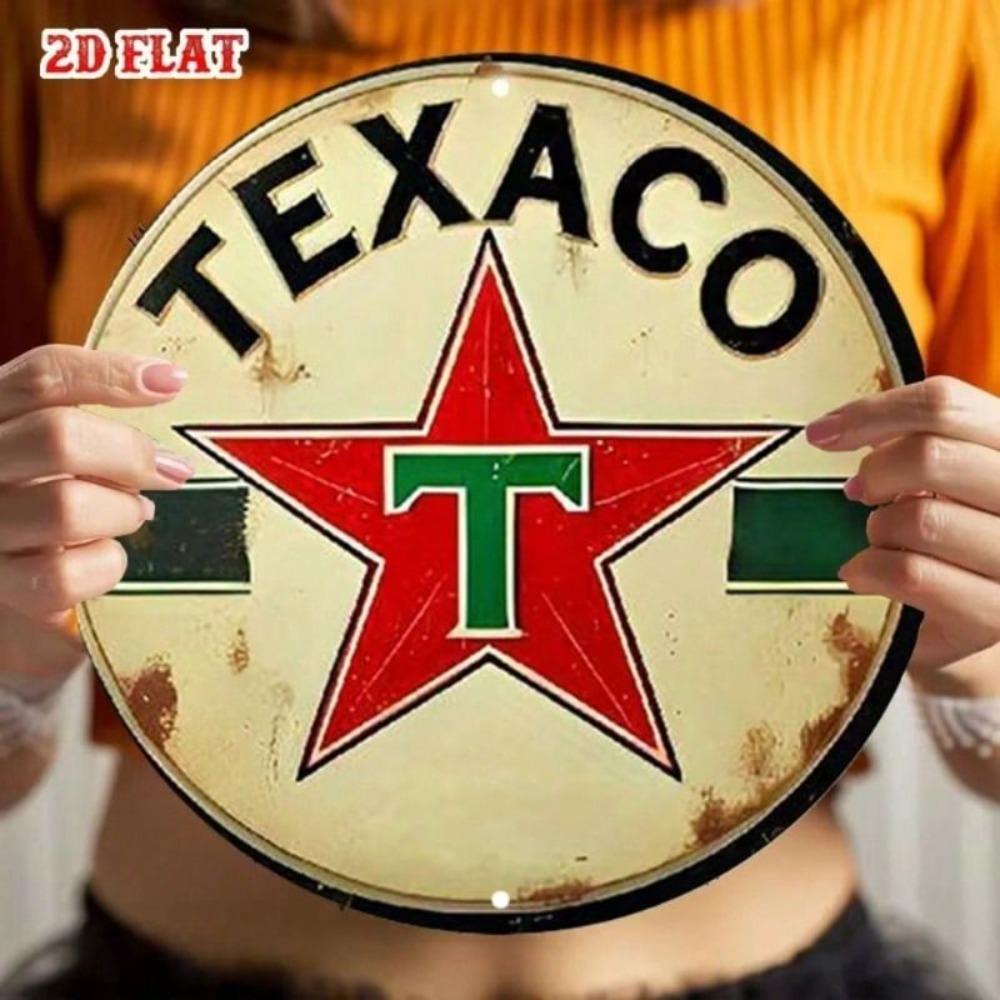 Metal Wall Art Vintage Texaco Retro Gas Station Sign Garage Decor