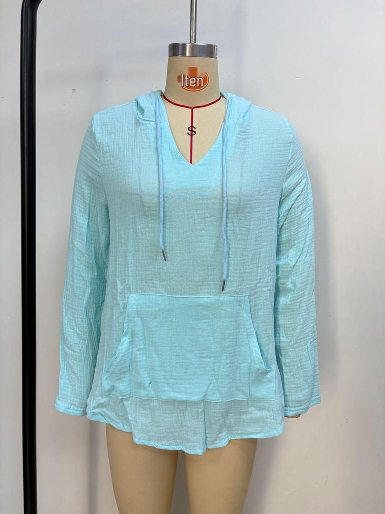 Women's Summer V-Neck Hooded Beach Cover-up with Pockets, 2025 