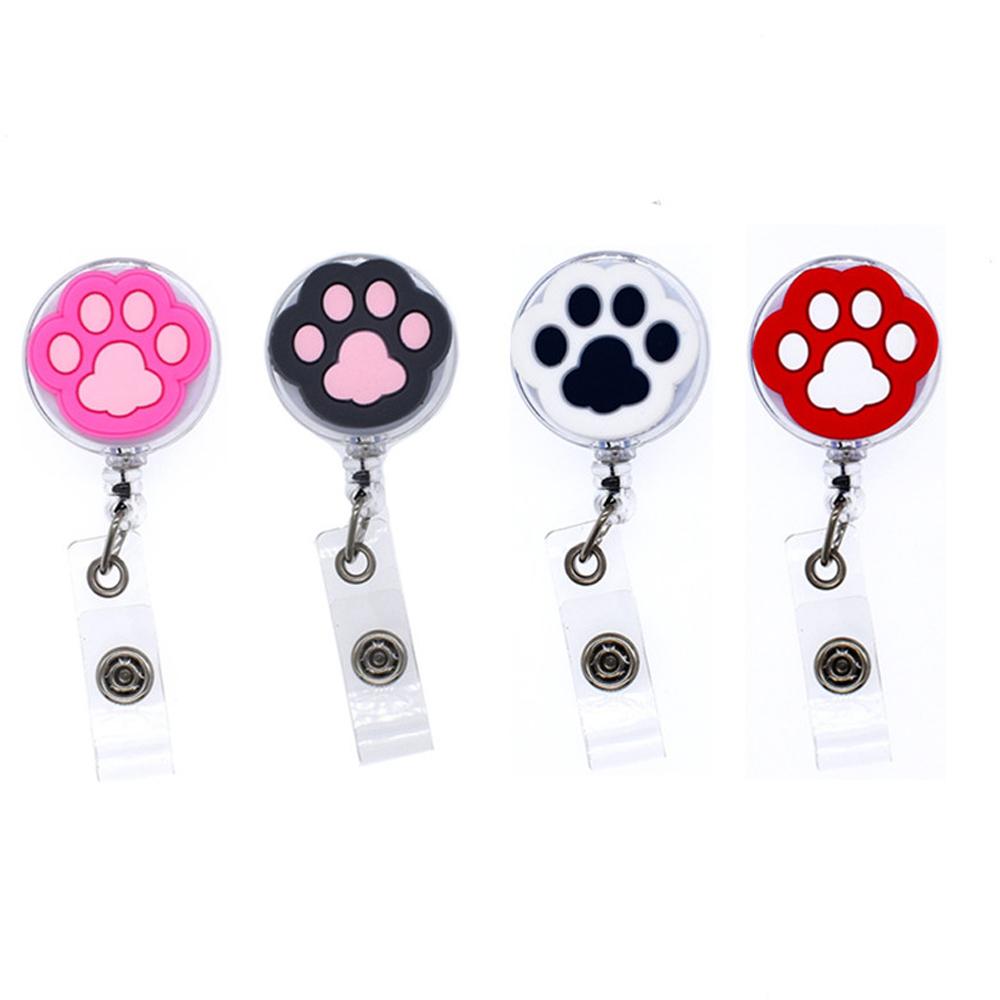 

PVC Doctors Nurse Students ID Card Holder Retractable Badge Holder Name Card Holder Cartoon Cat Paw