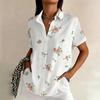 Damen Sommer Kurzarmhemd Blumenmuster Blusen Oberteile Strandhemden