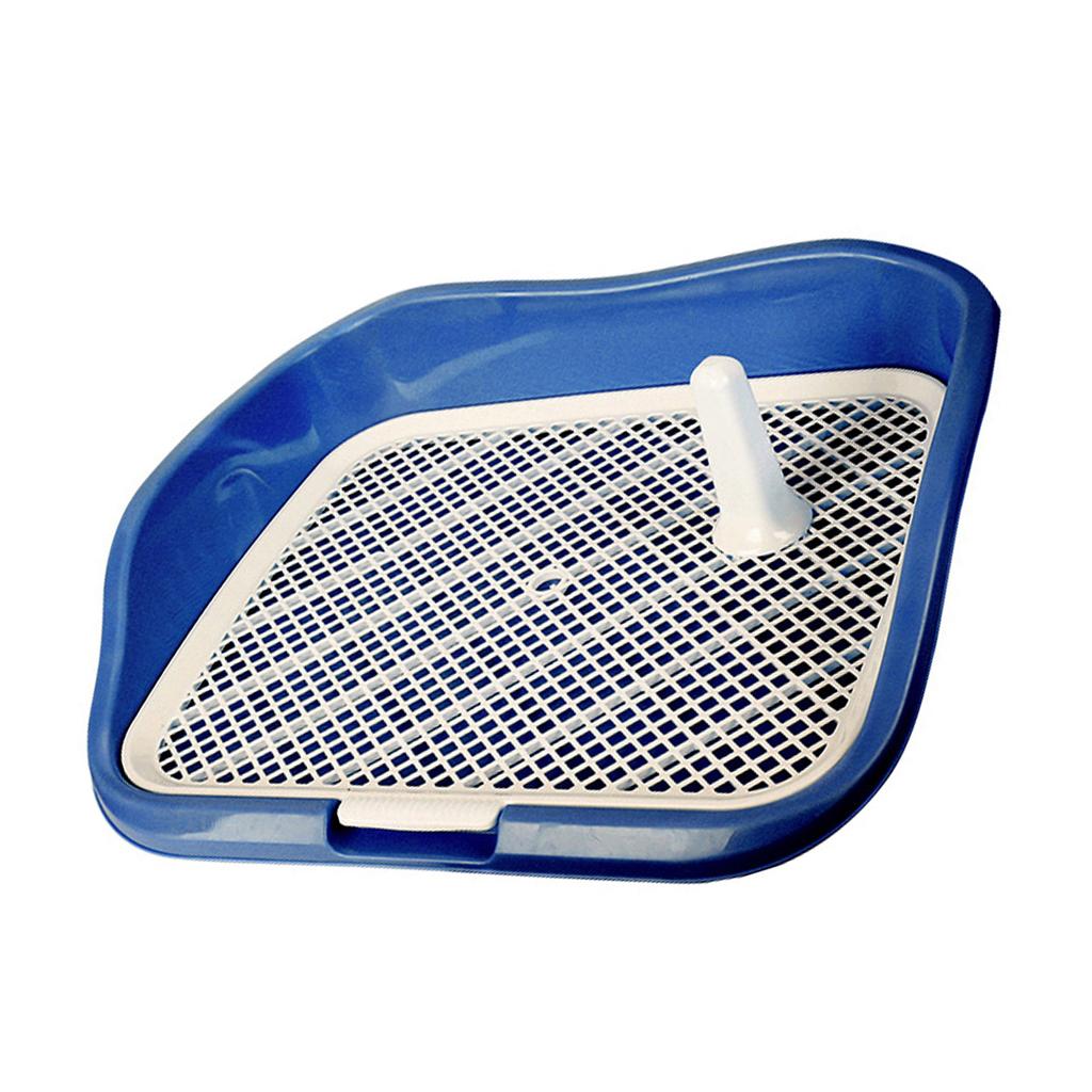 Dog Potty Tray with Raised Fences Removable Mesh Grid Pad and Post Prevent Splashing Large Space Dog Training Toilet