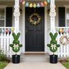 35 INCH Artificial Bunny-Shaped Bowknot Topiary Tree Shaped Topiary Trees UV Resistant Faux Boxwood Topiaries Plant For Porch Decor Outdoor/Indoor