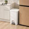 Touchless Trash Bin with Lid Slim Can, Pedal Step Design, Odor Proof Wastebasket, Narrow Can for Toilet Area Garbage Waste Basket, Office Kitchen