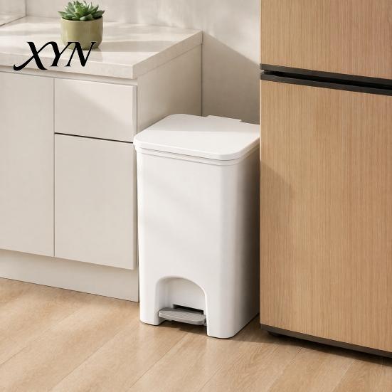 Touchless Trash Bin with Lid Slim Can, Pedal Step Design, Odor Proof Wastebasket, Narrow Can for Toilet Area Garbage Waste Basket, Office Kitchen