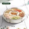 Six-Compartment Rotating Fruit Plate with Handle, Moisture-Proof Lid, Dried Fruit & Spice Box, Round Snack Container