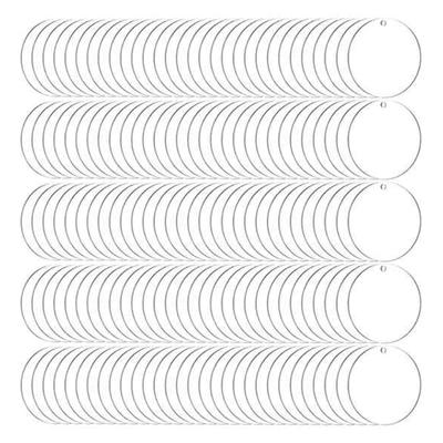Acrylic Keychain Blanks 200pcs Transparent Round Shape Keychain Blanks Bulk for DIY Keychain Crafting and Vinyl Projects