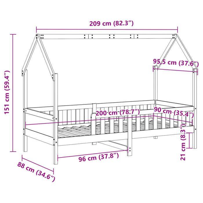 VidaXL Children's Bed Frames House Shape 90x200cm Solid Pine Wood, House Shape Bed Frame, Bed Frame for 850702