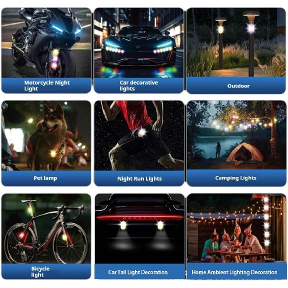 4PCS Wireless LED Strobe Lights with Remote Control, 8 Colors USB Charing Waterproof Anti-Collision Led Emergency Warning Lights for Car Motorcycle