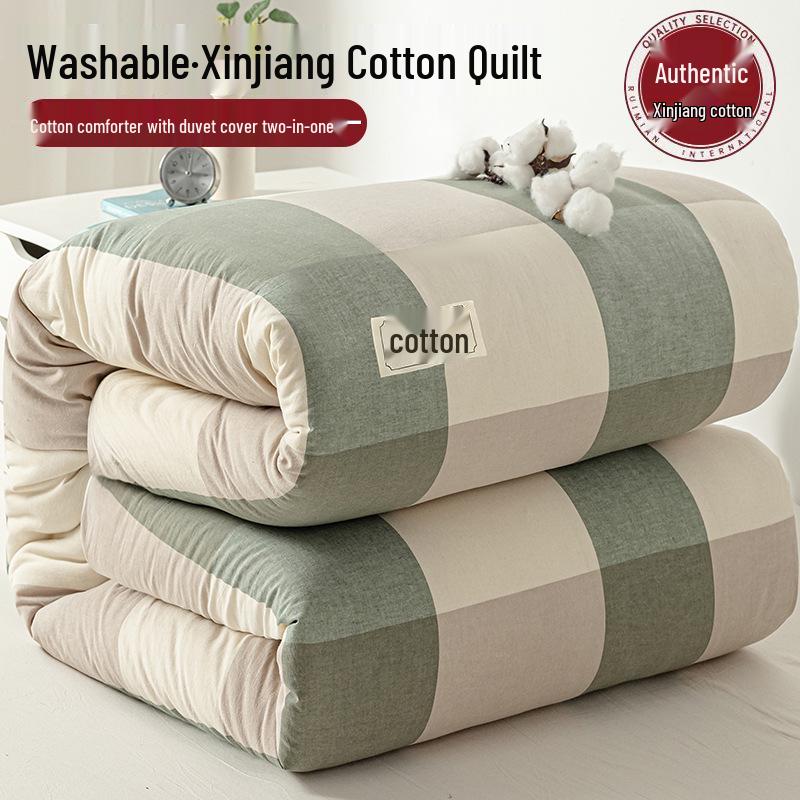 Kołdra z bawełny Xinjiang - Gruba, zdejmowana i zmywalna do akademików i łóżek pojedynczych, idealna na zimę, wiosnę i jesień.