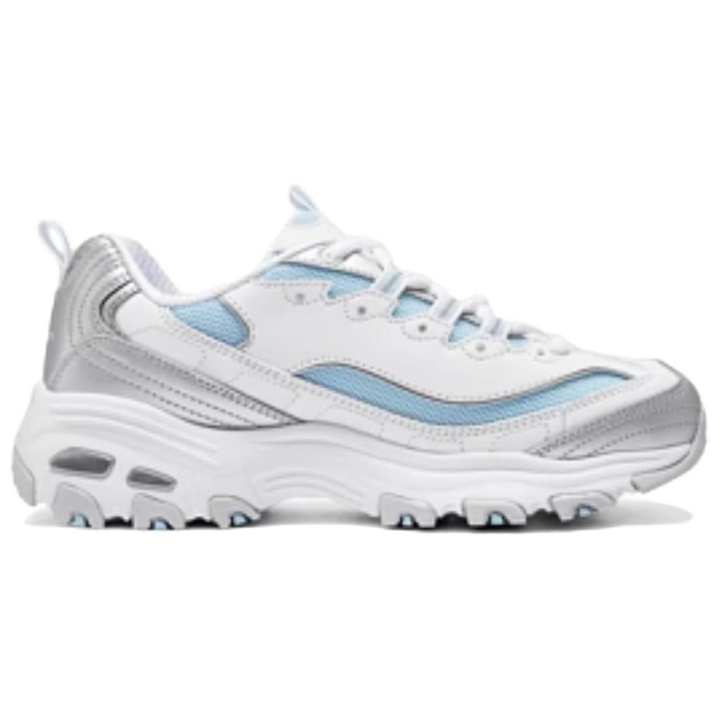 Skechers DLites 1.0 Cómodas Versátiles Moda Casual Retro Transpirables Caña Baja Zapatos de Papá Zapatilla Mujer Plata Blanco 150246-WSLB