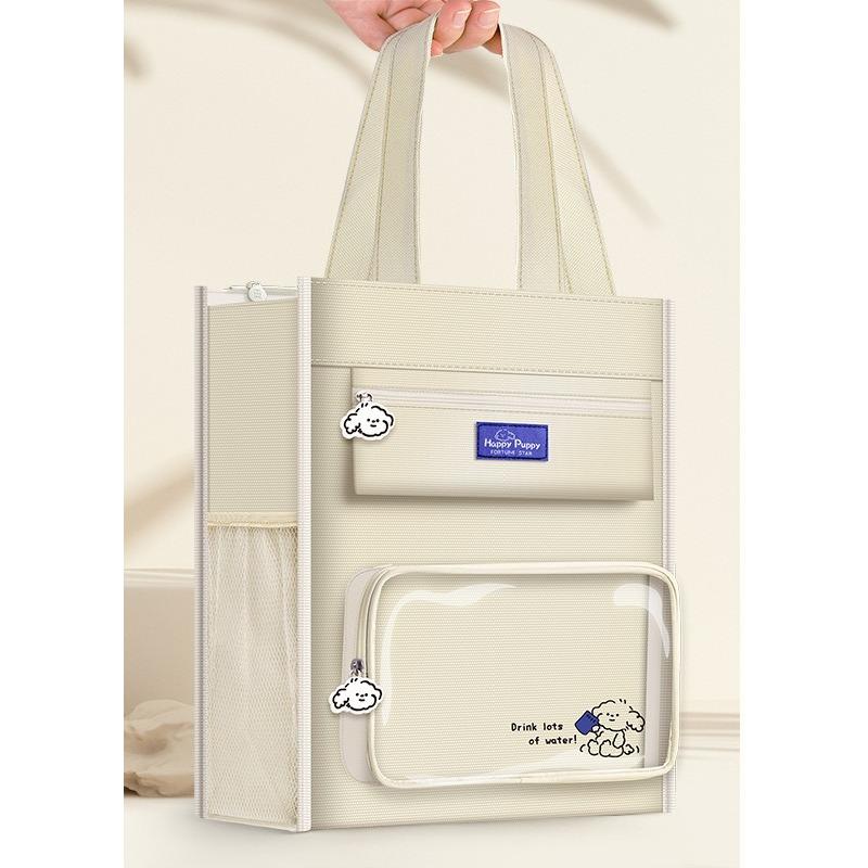 Korean Fashion Canvas Handbags Pretty Woman Cosmetic Bag Large Capacity Zipper Storage Bag Portable Shopping Bag