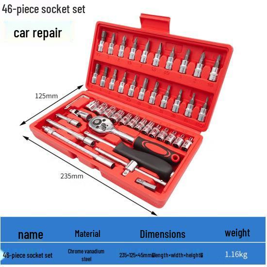 46-Piece Ratchet Wrench & Socket Set: Complete Auto Repair Tool Kit