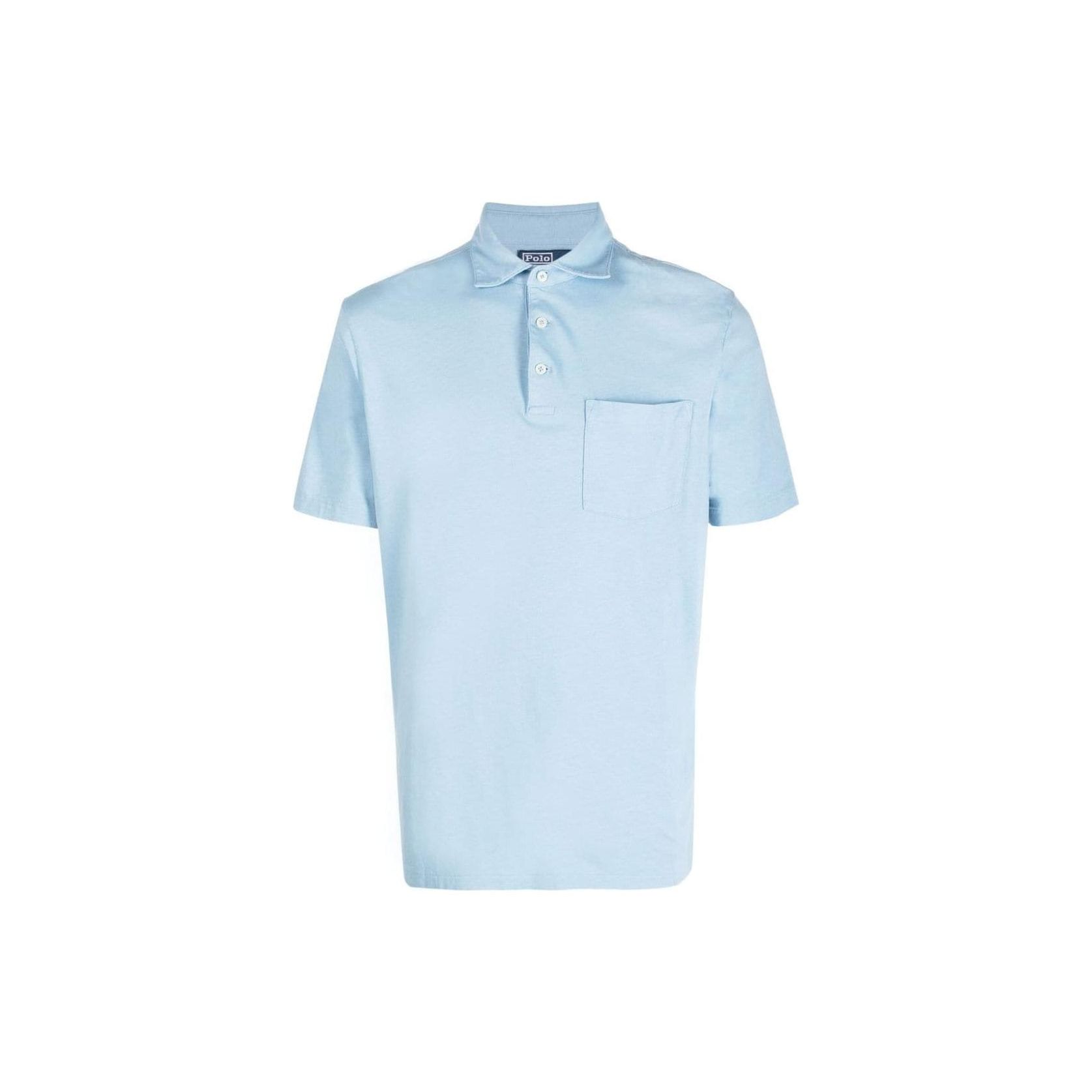 

Polo Ralph Lauren SS23 Однотонный пуловер с карманом Футболка-поло с коротким рукавом Мужские топы Светло-голубой 710900790-006 L